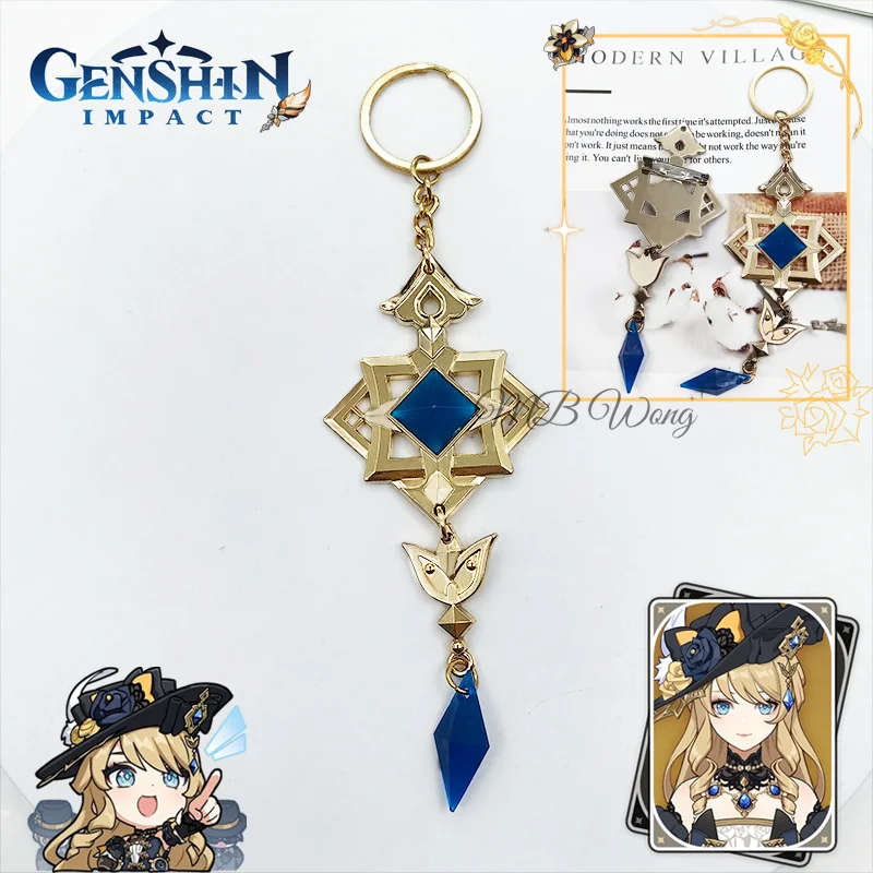 Game Genshin Impact Navia Cosplay Prop Navia Caspar Hat Decor keychain Breastpin Bag Pin Pendant Halloween Carnival Party Prop