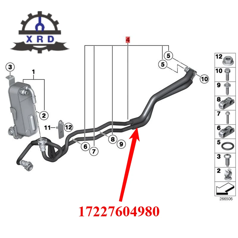 

17227604980 Трубка масляного радиатора, охлаждение трансмиссии YouTube для BMW 1, 2, 3, 4 серии F20 F23 F22 F30 F36 F33 F32 2014-2017