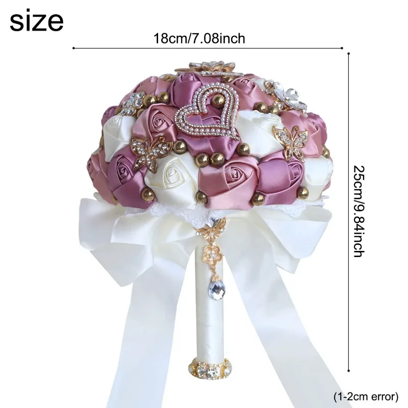

Amazon Wholesale Sources, Bridal Wedding Bouquet, Golden Rhinestone Bridesmaid Simulation Ribbon Rose Wedding Bouquet