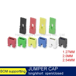 100pcs 2.54MM 2.0 1.27MM Open and closed jumper cap short circuit cap spacing black yellow blue red white green color connector