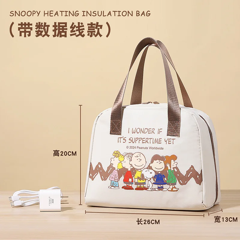 Snoopy Heatable borsa termica portatile a temperatura costante Lunch Box Office Worker borsa per il pranzo all\'aperto per studenti di grande capacità