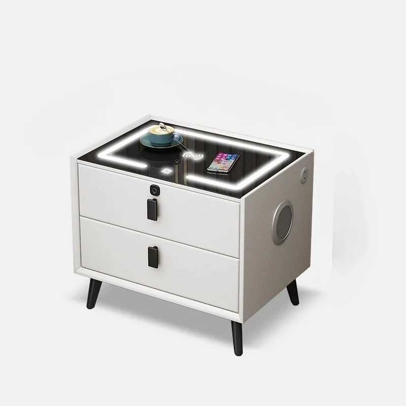 Smart bedside table, light luxury wireless charging fingerprint lock bedroom bedside table