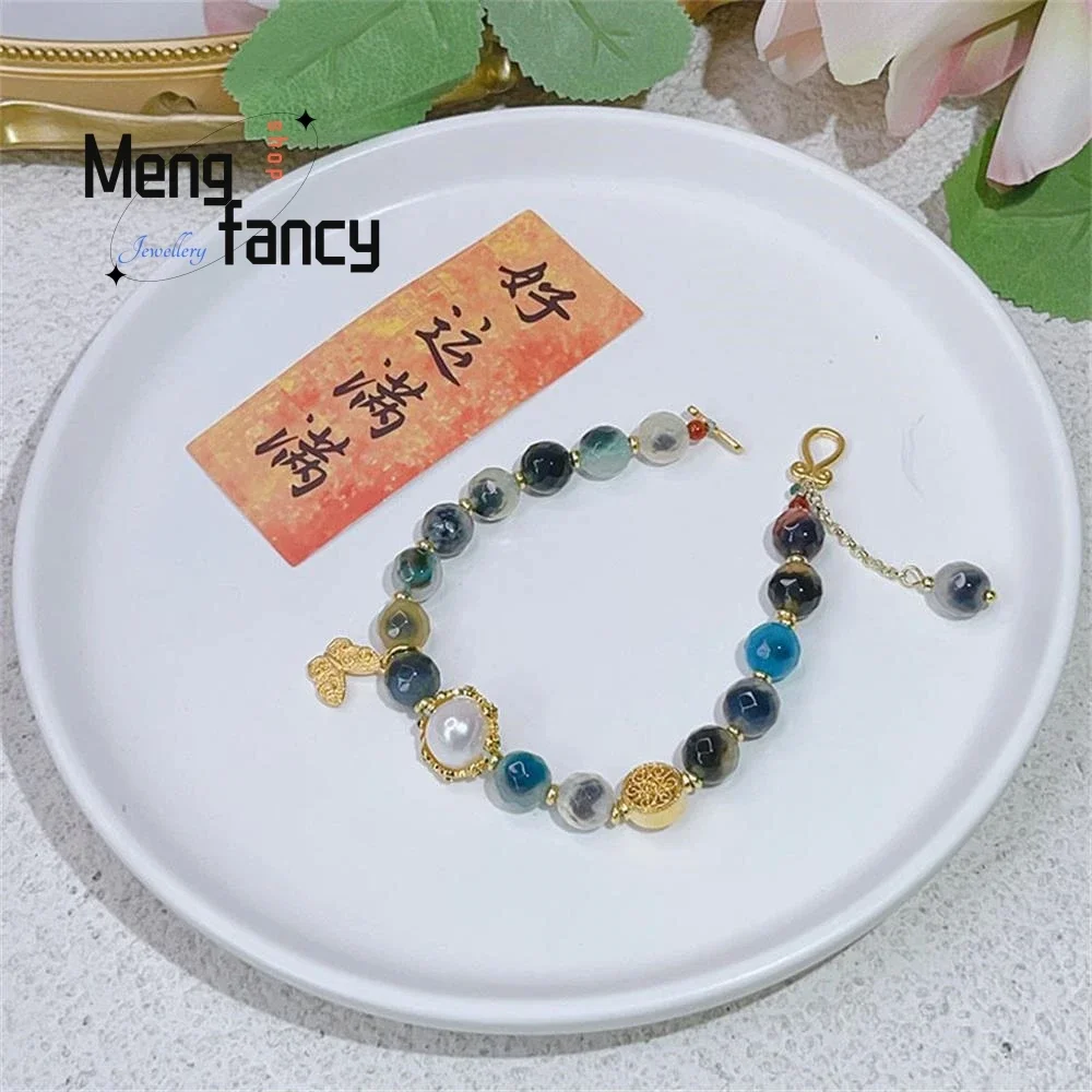 Natural New Cut Noodles Sweet Heart Agate Butterfly Bracelet Exquisite High-grade Sexy Young Girls Fashion Jewelry Holiday Gifts