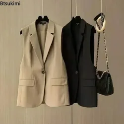 2025 Gilet lunghi eleganti da donna senza maniche Semplice spacco posteriore progettato da ufficio da donna Temperamento maturo Cappotti Gilet da donna