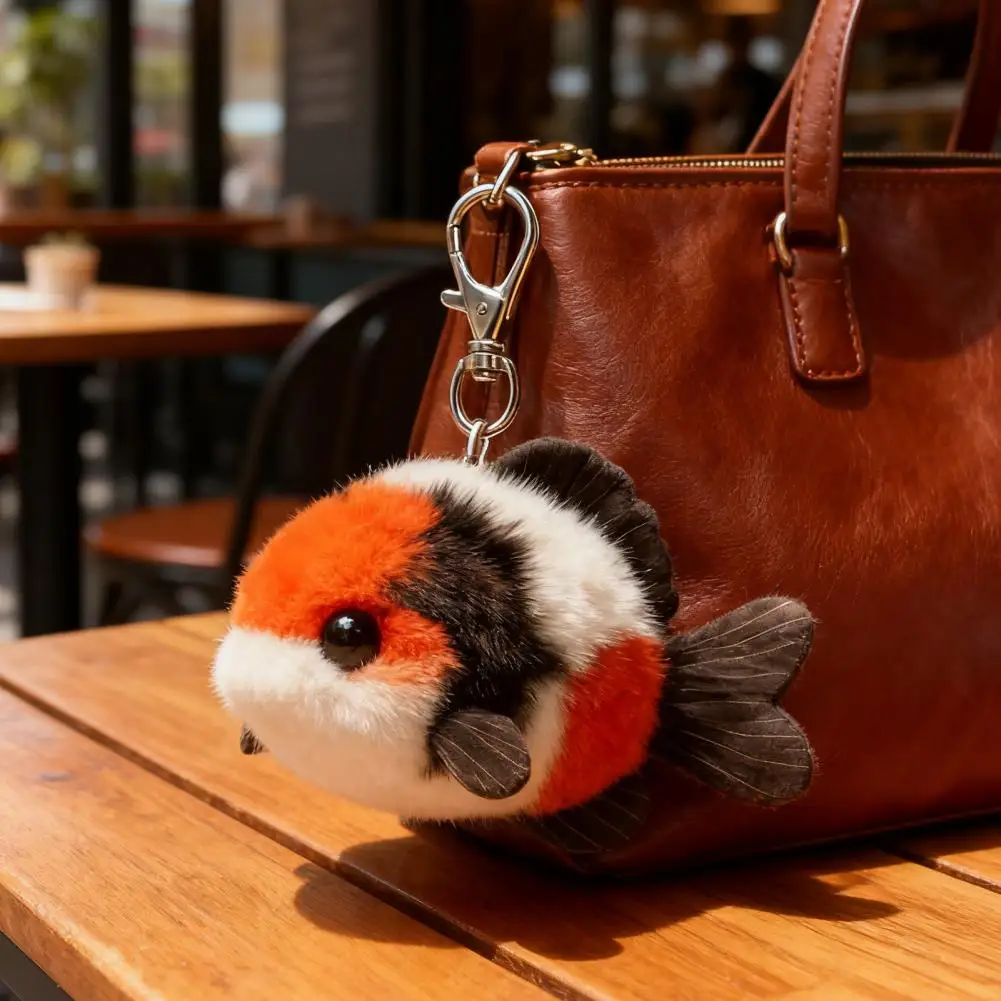 Fish Keychain Lucky Fish Plush Keychain Charm Cute Carp Keyring for Bookbag Purse Good Luck Gift for Bestie Friends Couples Cute