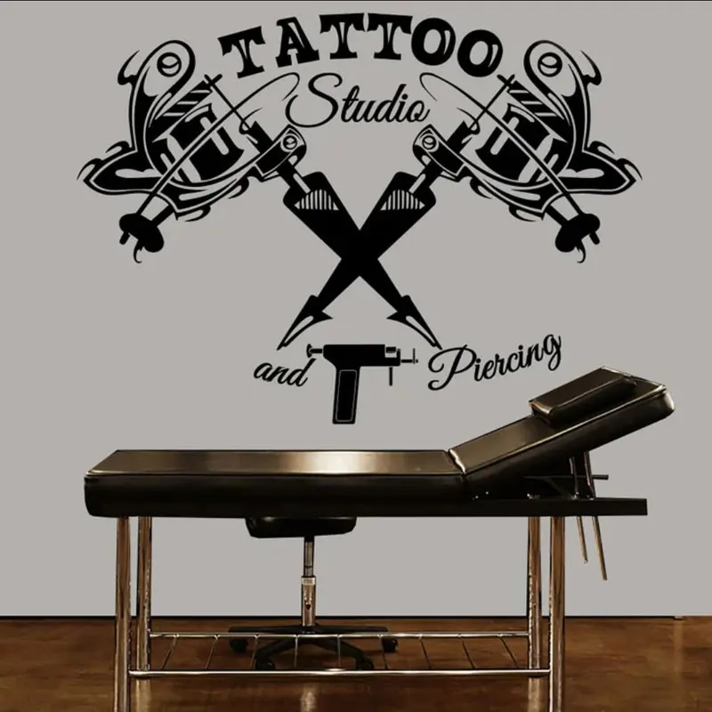 Tattoo Studio Piercing Wall Decal Tattoo Shop Sign Stickers Interior Decor Room Window Door Wallposter Mural Transfer Film Z571