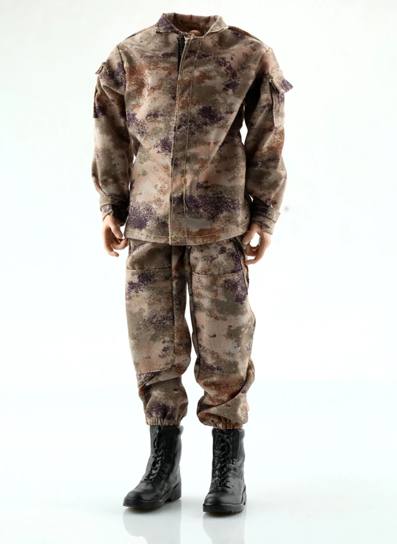 1/6 مقياس الذكور الجندي السماء المرصعة بالنجوم الصحراء التمويه دعوى الملابس الصفراء مجموعة صالح 12 ''عمل الشكل الجسم الدمى #4