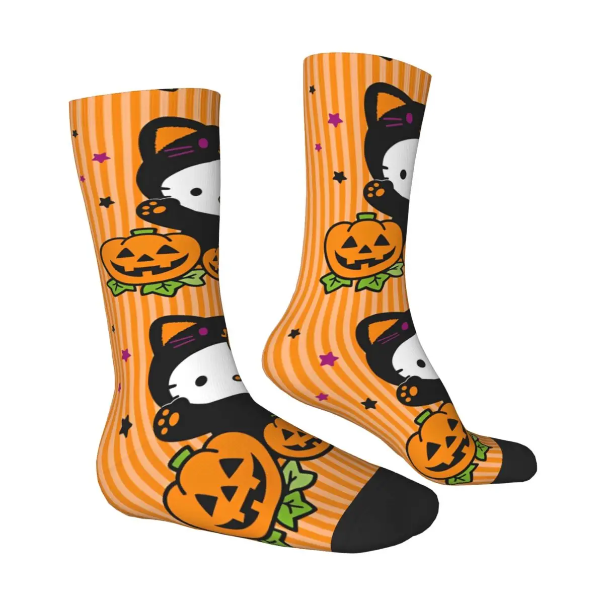 Halloween Sanrio Hello Kitty Kawaii Cartoon Socks Elegant Stockings Women Men Quality Skateboard Socks Spring Non Slip Socks