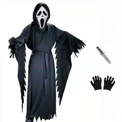 Kids Adult Devil Scream Role Party Halloween Game Costumes Jumpsuit Horrific Death Zombie Cosplay Costume