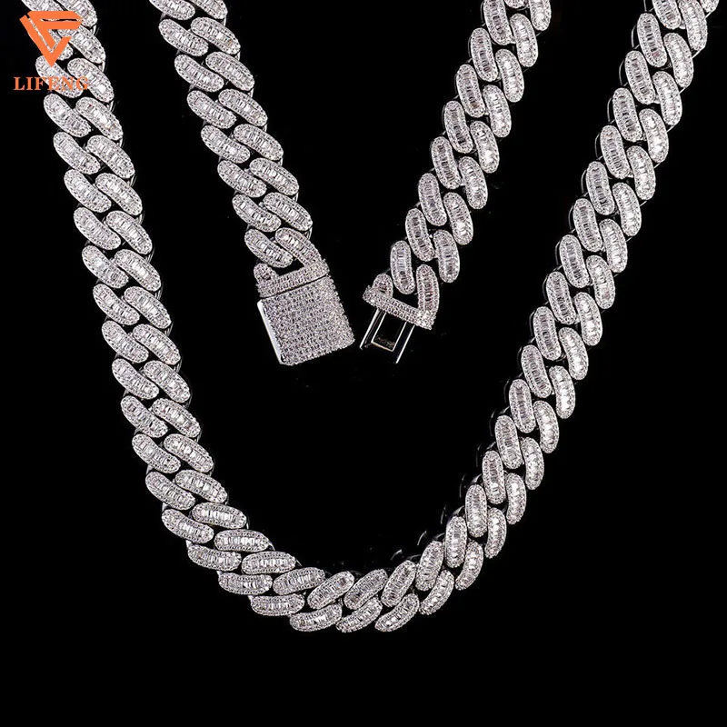 New Process Cuban Necklace 925 Silver Ice Out Mossinate Diamond Cuban Chain Stylish Men's Necklaces