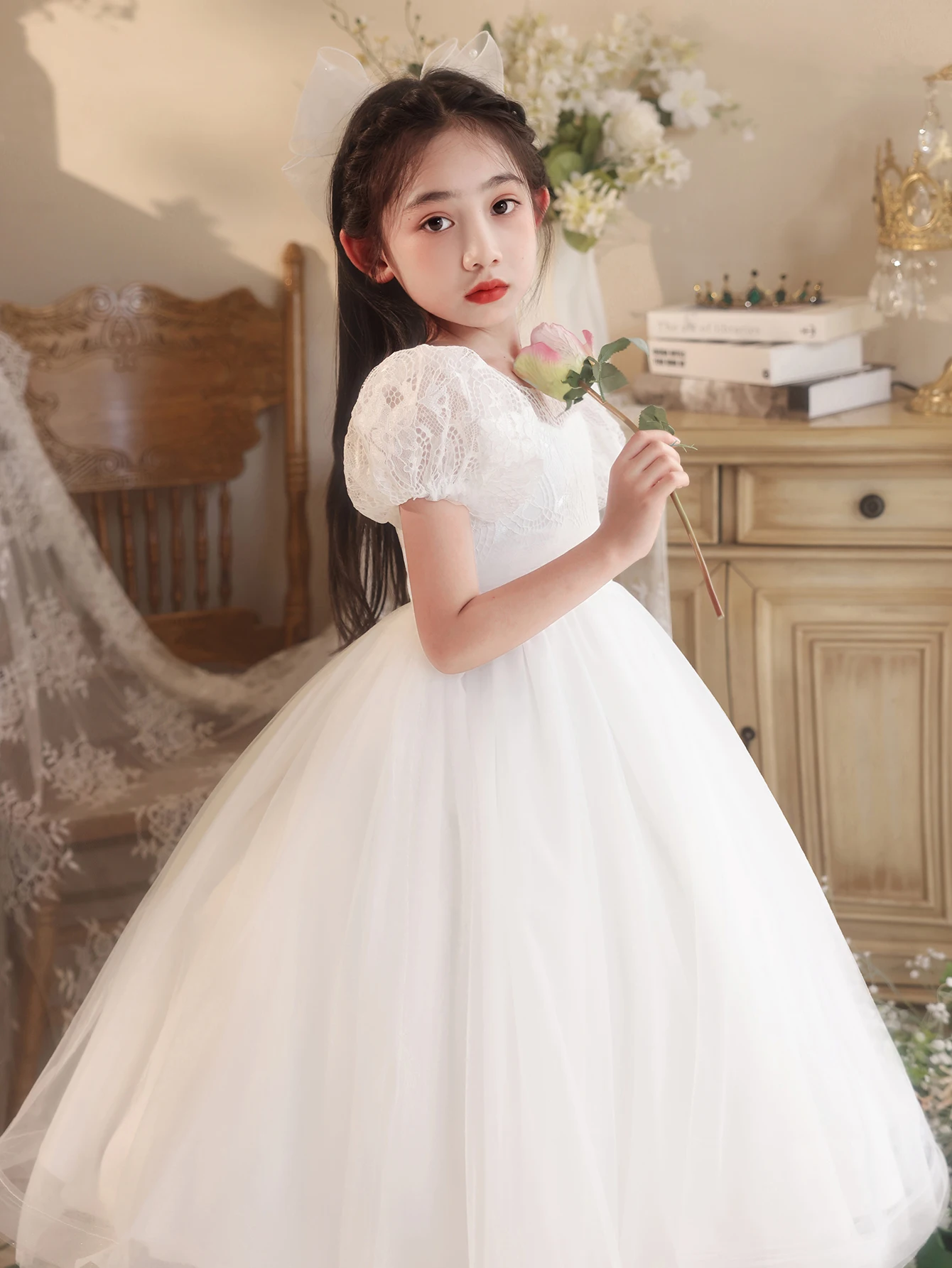 Hot Popular Girl Kids Flower Summer Gowns Apparel Child Anniversary Wedding Dress