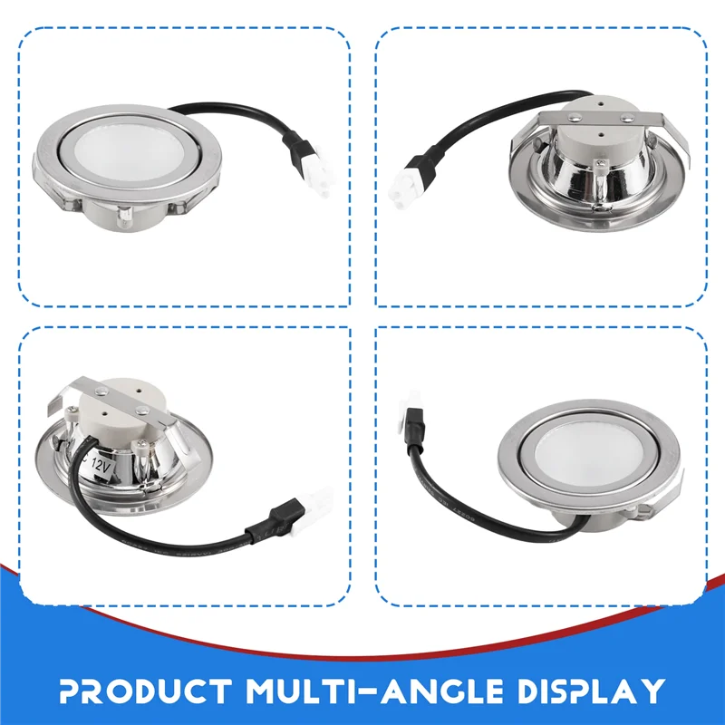 AB15-2Pcs Stainless Steel Range Hood LED Light Bulbs, DC 12V Replacement For Kitchen Parts, Silver