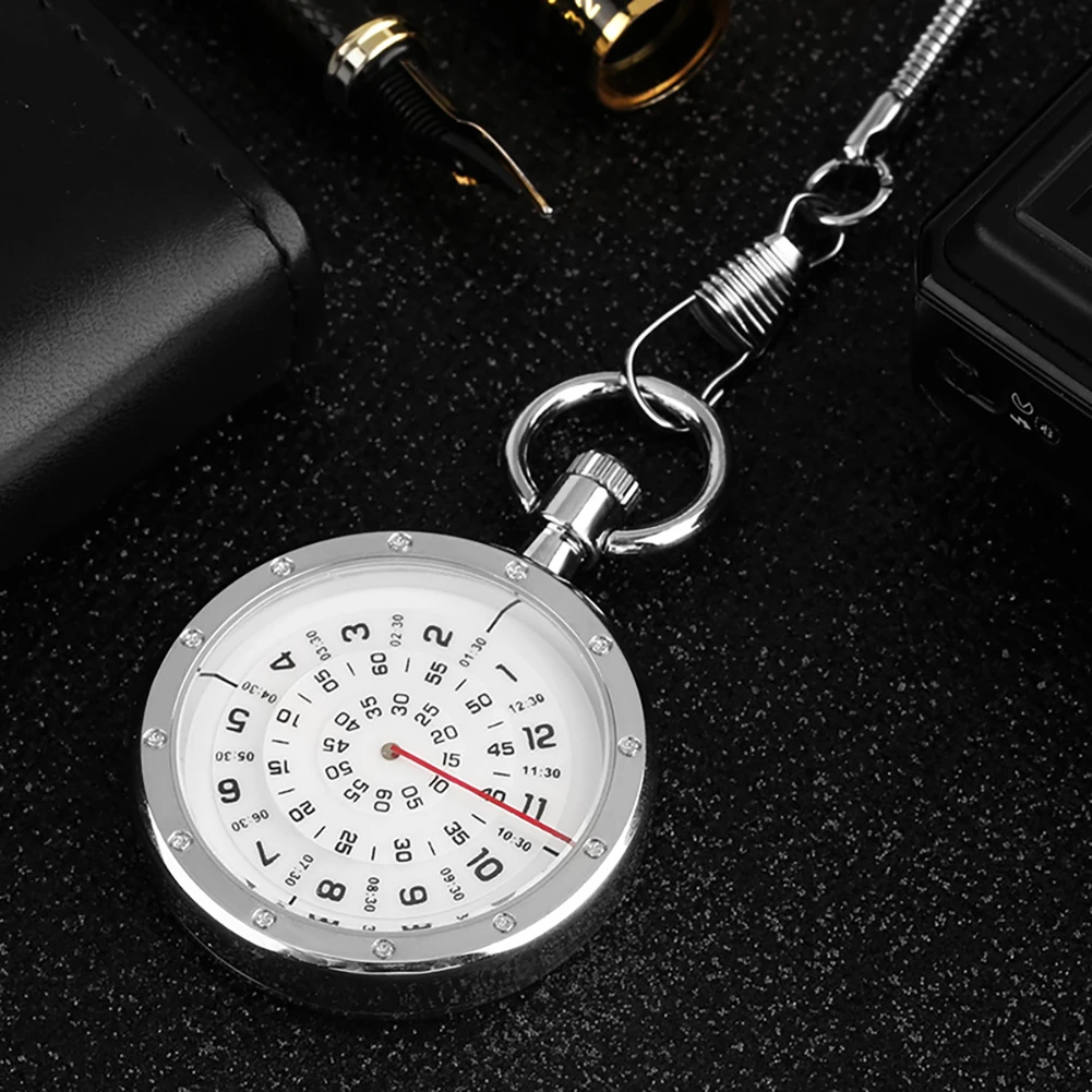 Minimalism Three-layer Second Disk Serpentine Design Hollow Movement Quartz Pocket Watch Pendant Gift With Chain Pocket Watches