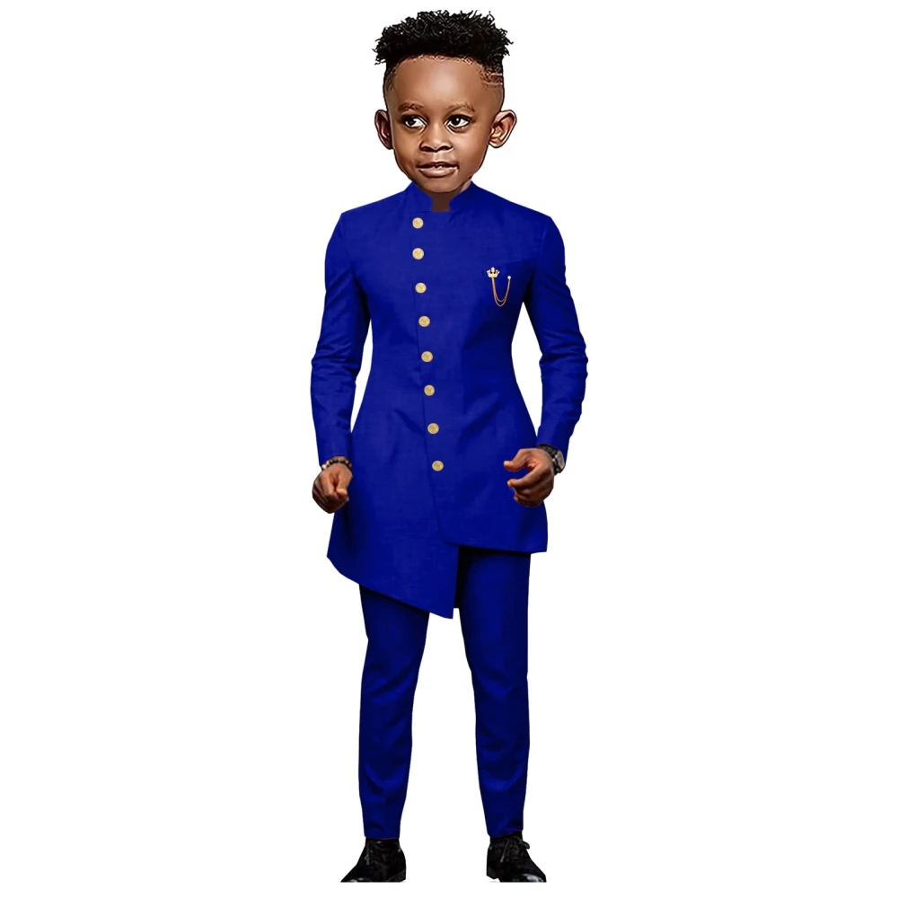 Newest African Boys Suit Set 2 Pieces Jacket Pants Wedding Ring Bearer Outfit Fast Ship Elegant Kids Tuxedo Birthday Wear 3-14T