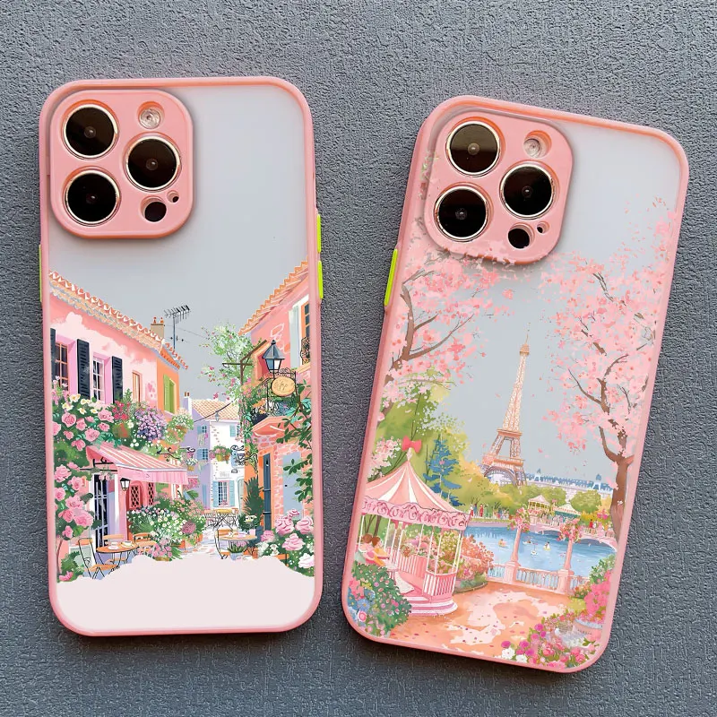Feine Cartoon-Lila-Straßenlandschaft Handyhülle für iPhone 17 16 Pro Max Plus 15 14 13 12 11 Pro Max Mini XR XS X 7 8 Plus Rückseite – Detail 9