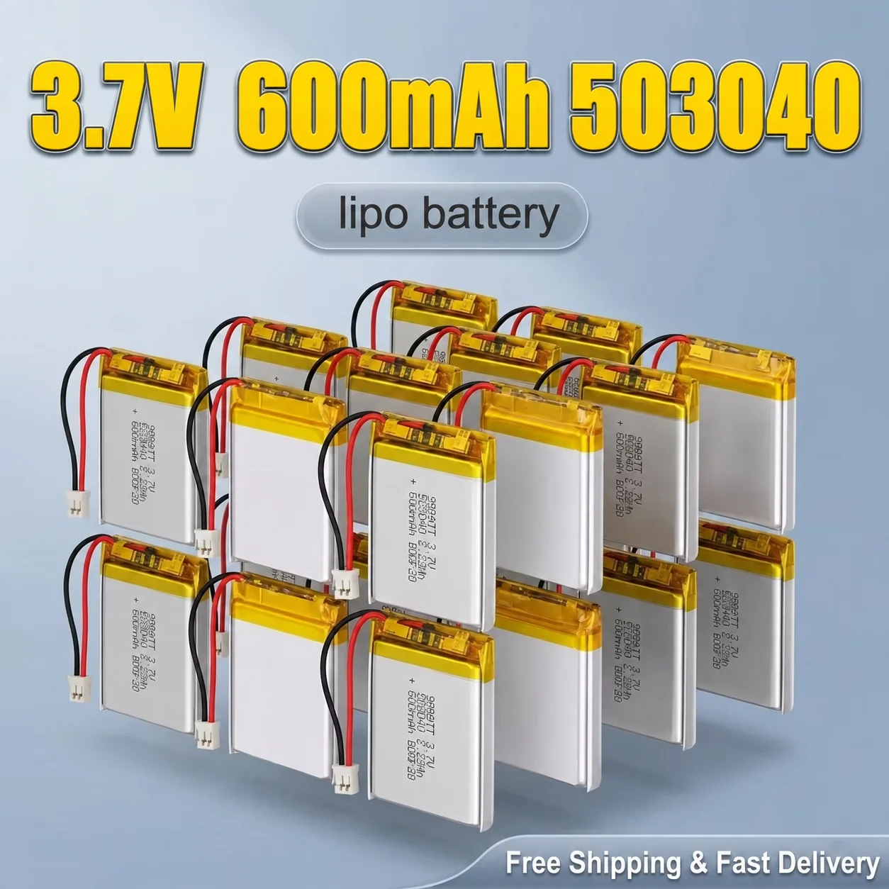 1-10pcs 3.7V 600mAh 603040 503040 Rechargeable Li-Po Battery, Lithium Polymer Ion Pack for Dash Cam, Bluetooth Speaker, GPS