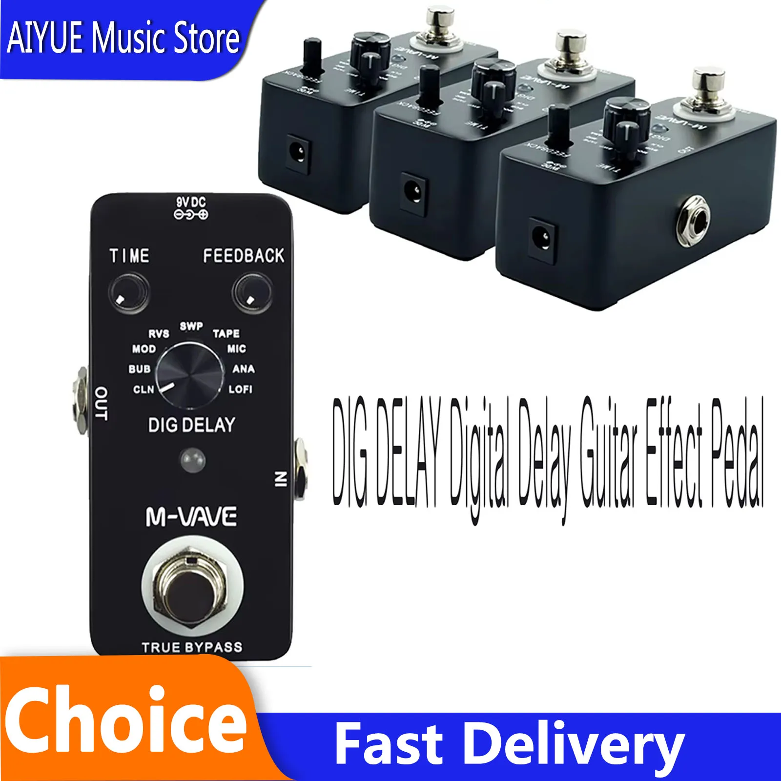 

M-VAVE DIG DELAY Digital Delay Guitar Effect Pedal with 9 Delay Effects True Bypass Full Metal Shell Electric Guitar Accessories