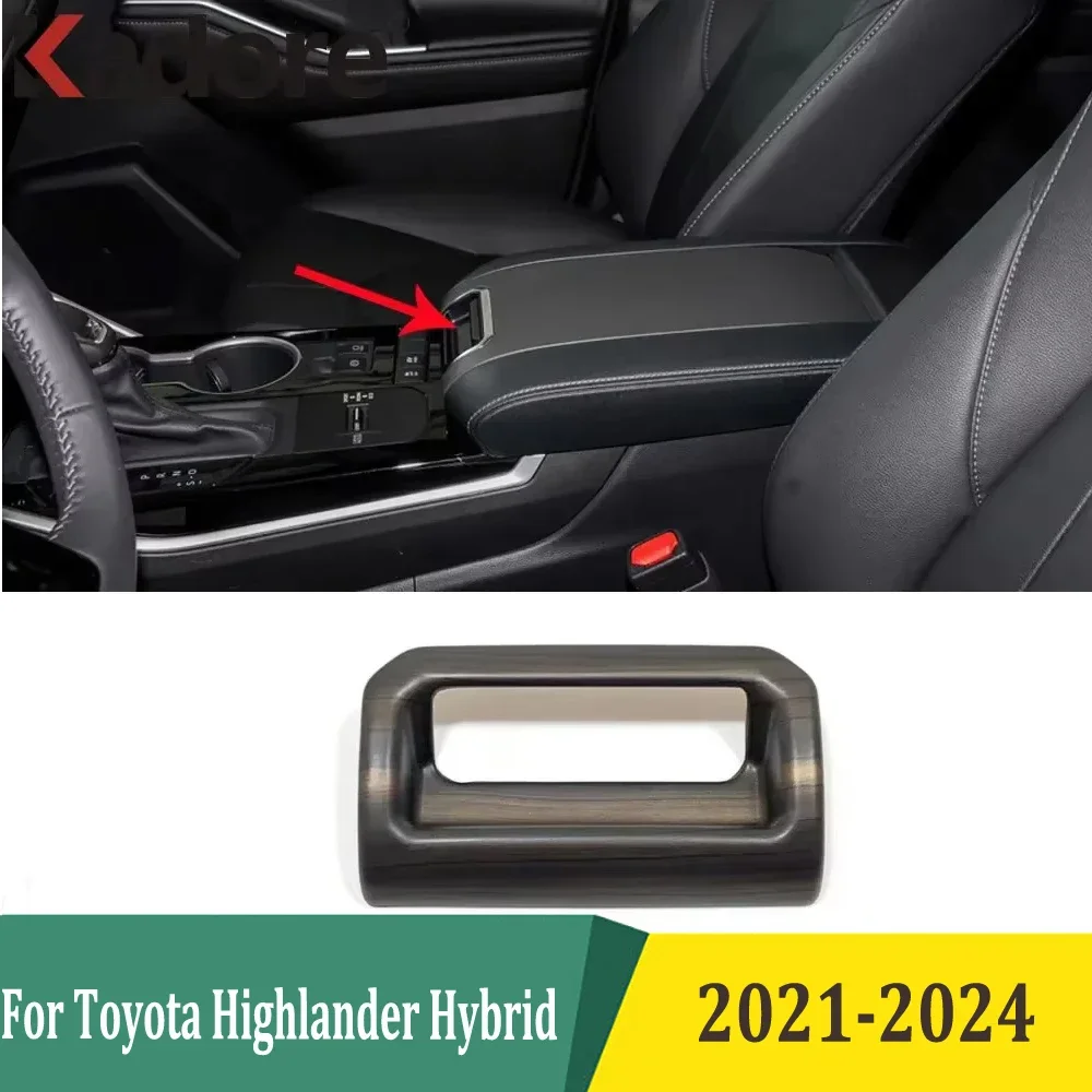 For Toyota Highlander Hybrid 2021 2022 2023 2024 Glove Storage Box Handle Cover Trim Sticker Interior Accessories Carbon Fiber