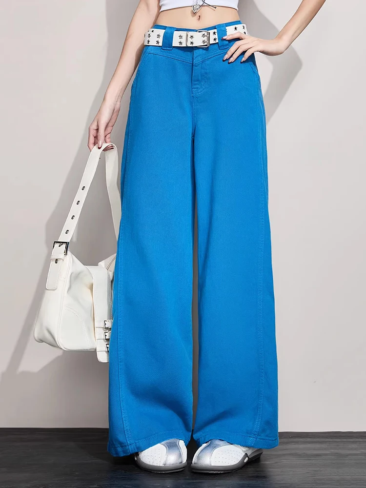 ReddaChic Women Barrel Wide Leg Jeans Trendy New In Klein Blue Plain High Rise Clean Fit Denim Pants Going Out Everyday Wear