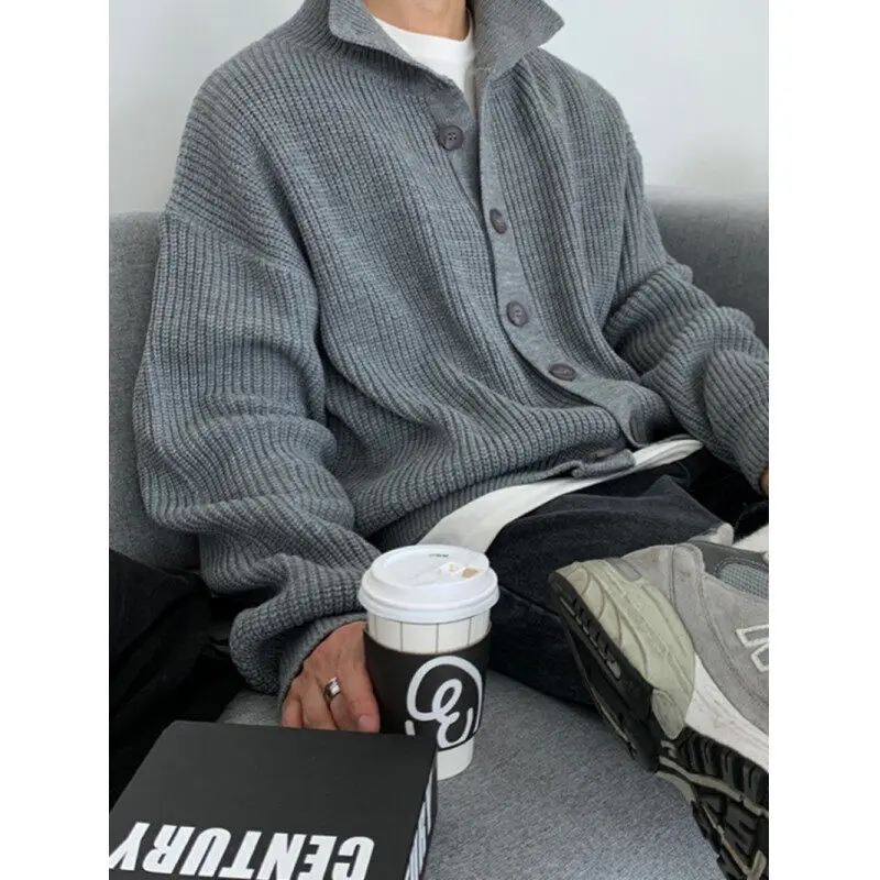 Winter Sweater Cardigan Men Warm Fashion Casual Knitted Sweater Coat Men Korean Loose Long Sleeved Sweater Mens Jumper Clothes