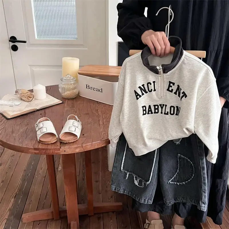 

Kids Sets New Spring 2025 Fashion Long Sleeve Hoodies Undershirts Pants Baggy Simple Style 2 Pieces
