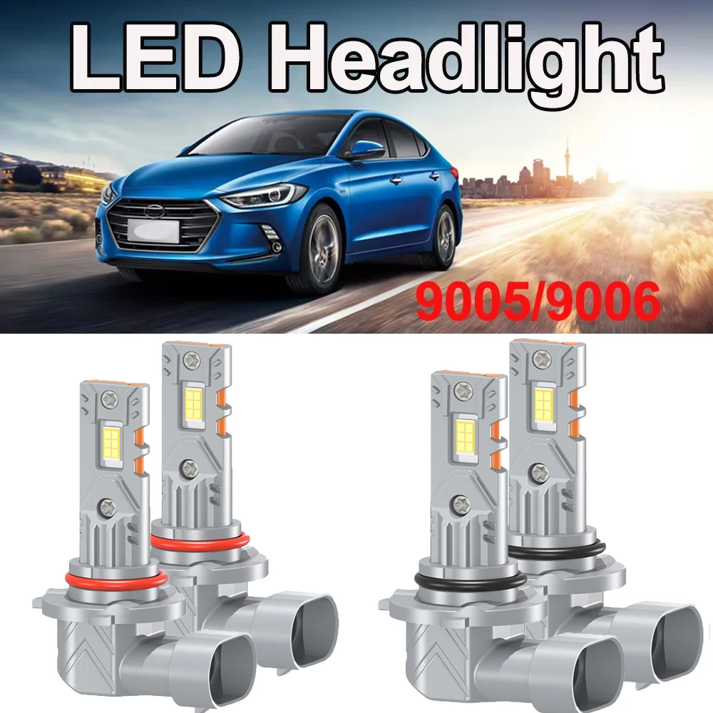 

9005 HB3 9006 HB4 Светодиодные лампы для фар 12000LM 6000K Одинарная медная трубка БЕЗ вентилятора Дизайн Автоматические лампочки Супер яркие 3570 чипов CSP