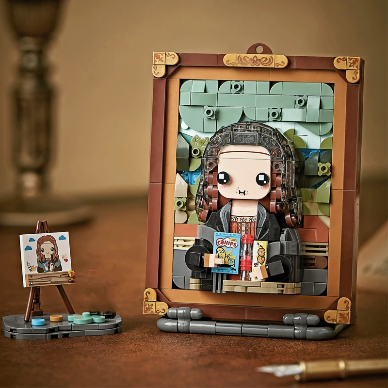 Wereldberoemde schilderij bouwstenen DIY 3D-model Mona Lisa meisje met pareloorbellen Model gemonteerd speelgoedcadeau Home Decor
