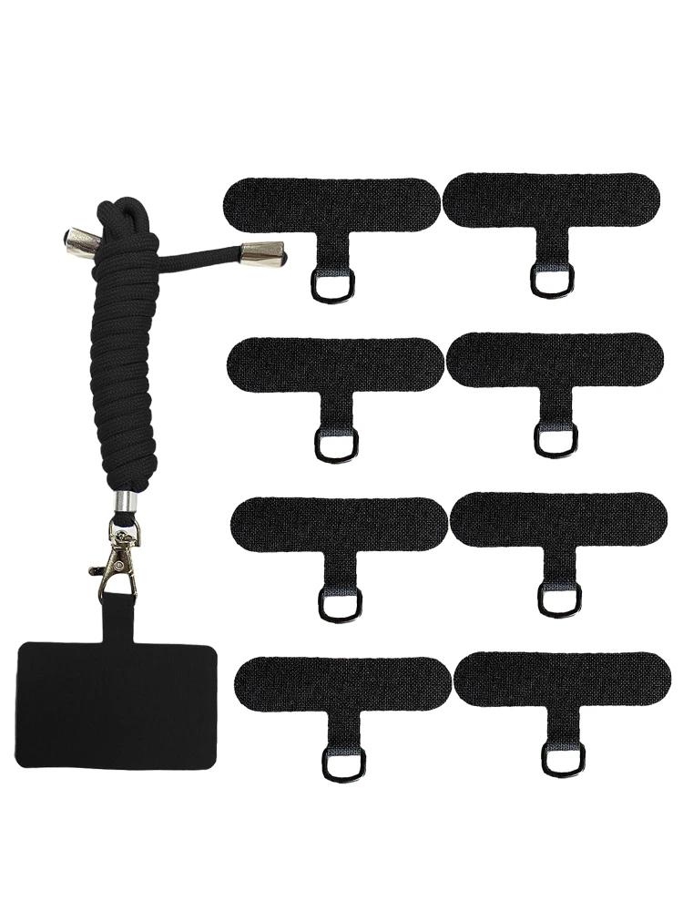 Telefone Tether Tab substituição com cordão, anel de metal ultra fino, anti perdido, preto, fácil instalação, reutilizável, mulheres, homens, protetora, 8pcs