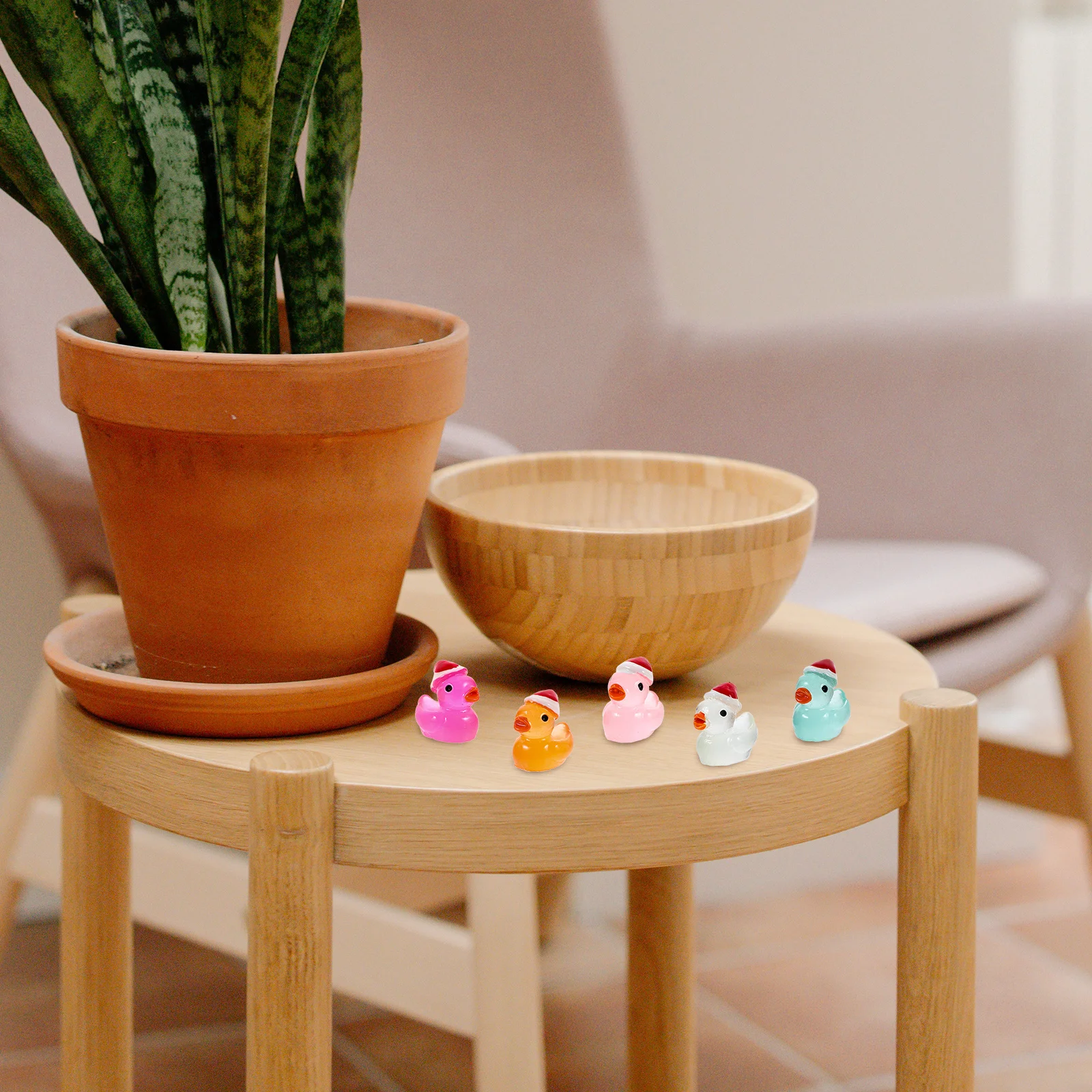 50 pçs brilho no escuro resina pato mini decoração ornamento de natal para jardim micro paisagem layout mini miniatura