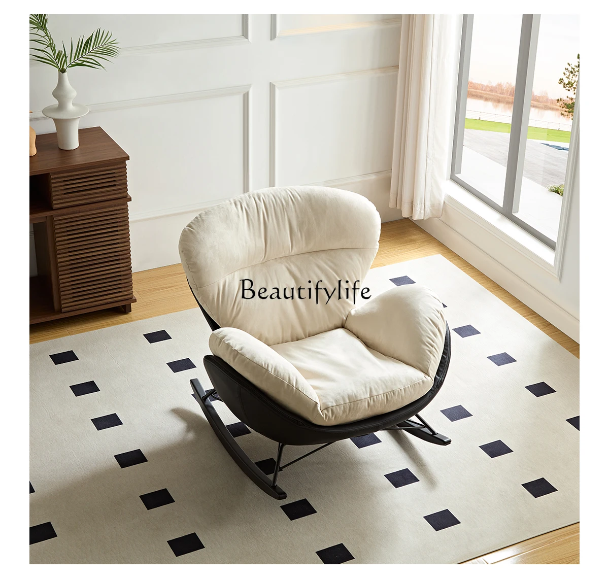 

Modern Home Living Room Egg Shell Rocking Chair Italian Balcony Leisure Lounge Sofa Chair