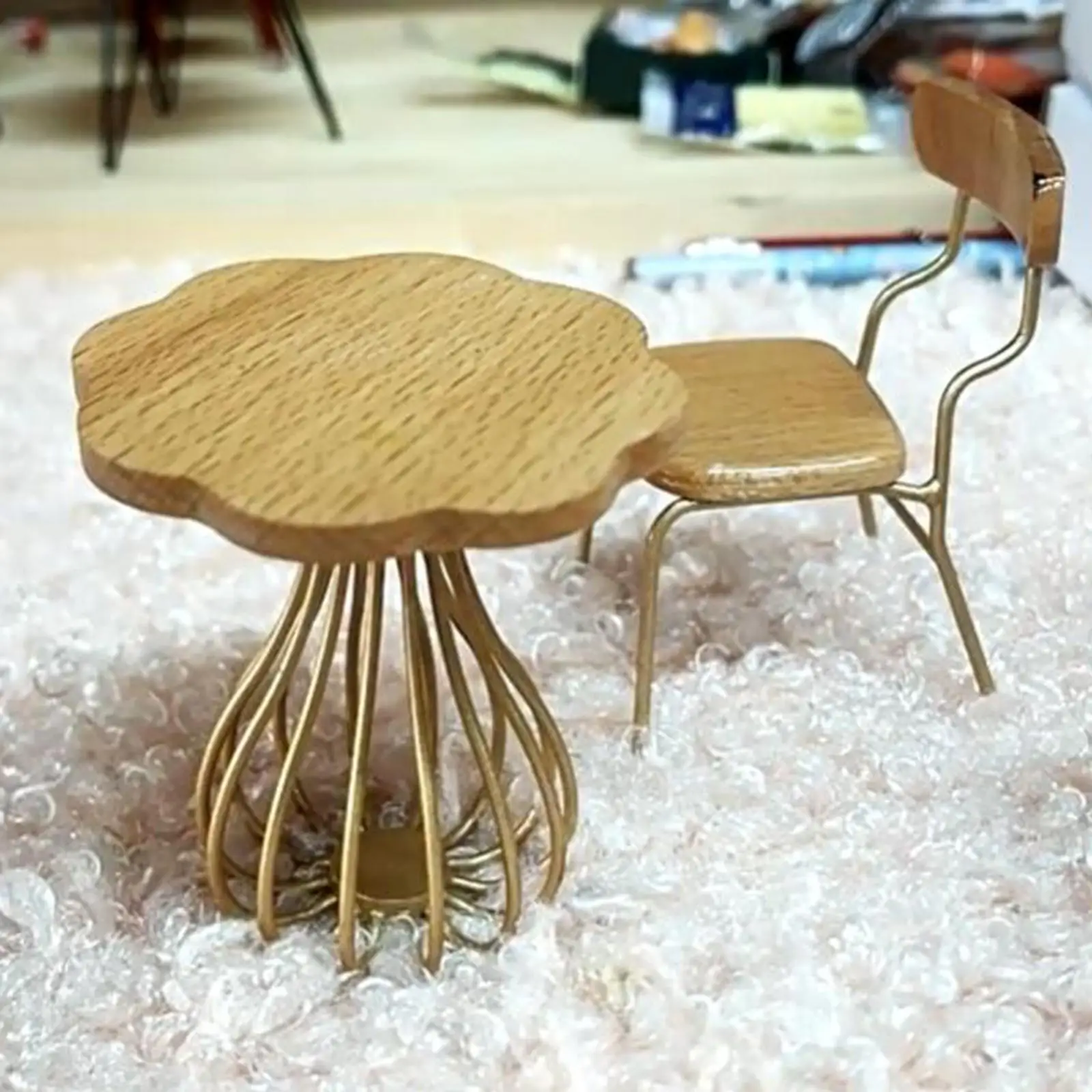 

1:12 Dollhouse Table and Chair Dollhouse Pretend Play Model Life Scene Handcraft Gift Interior Model for Children, Kids