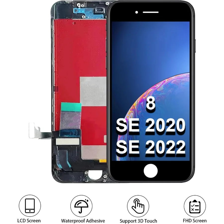 آيفون SE 2022 الجيل الثالث استبدال الشاشة الأسود 4.7 بوصة MrR.OMW آيفون 8 SE 2020 2nd شاشة الكريستال السائل اللمس الإطار Di #3
