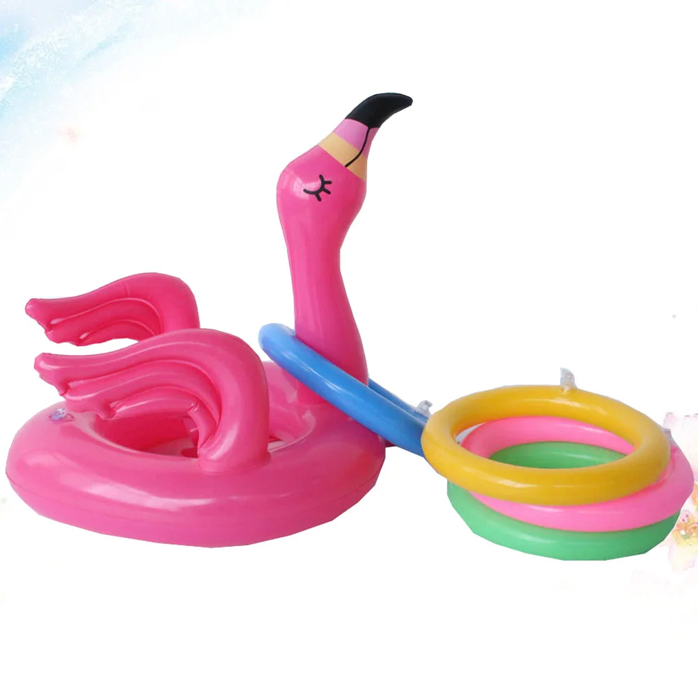 5pcs of One Set PVC Throwing Toy Inflatable Flamingo Ring Adorable Water Toy Interactive Throwing Ring Funny Toss Game Toy for B