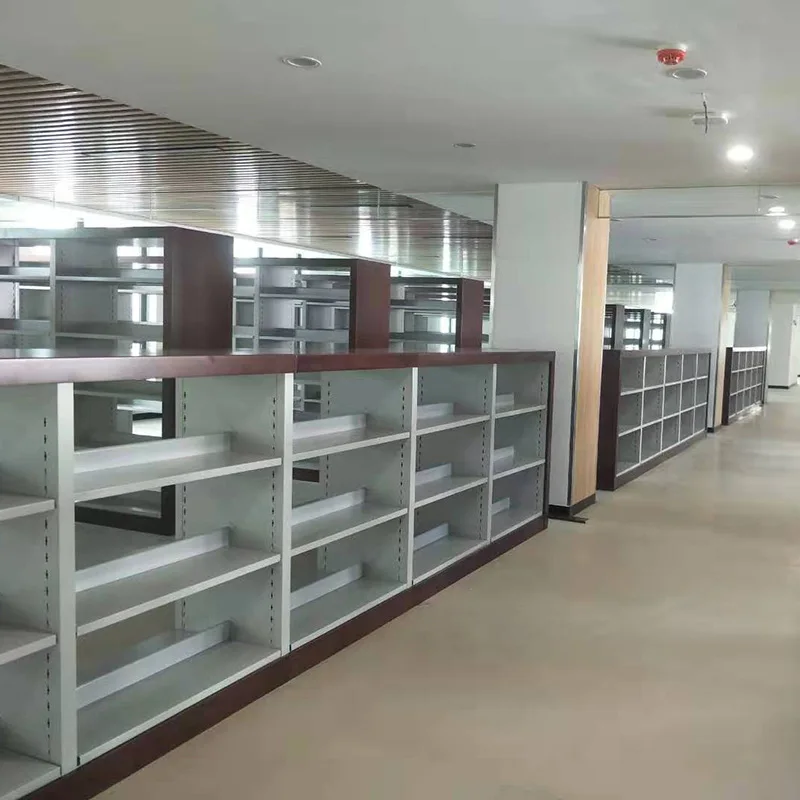 Manufacturer's Picture Bookshelf, School Student Reading Room Book Room Steel Wood Double-sided Bookcase, Library Steel Bookshel