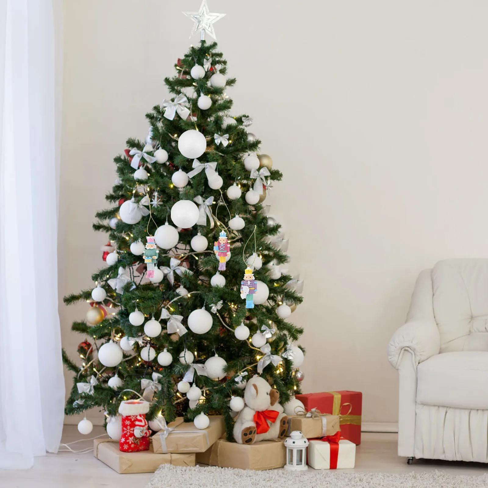 

10pcs Christmas Craft Balls 4cm White Polystyrene Foam Solid Round Ornaments DIY Molecular Model