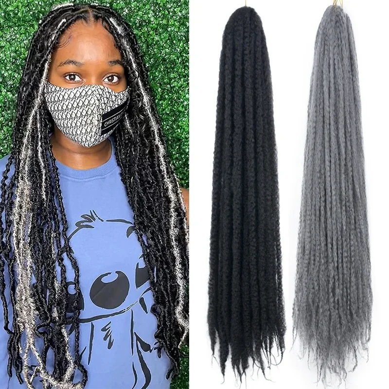 

36 Inch Synthetic Crochet Marly Braids Hair extensions Ombre Afro Kinky Braiding Hair 20 Strands/pack Natural Color Grey