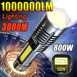 Super Bright Powerful LED Flashlight Rechargeable Led Flashlight With COB Side Light 5 Lighting Modes Torch For Outdoor Camping