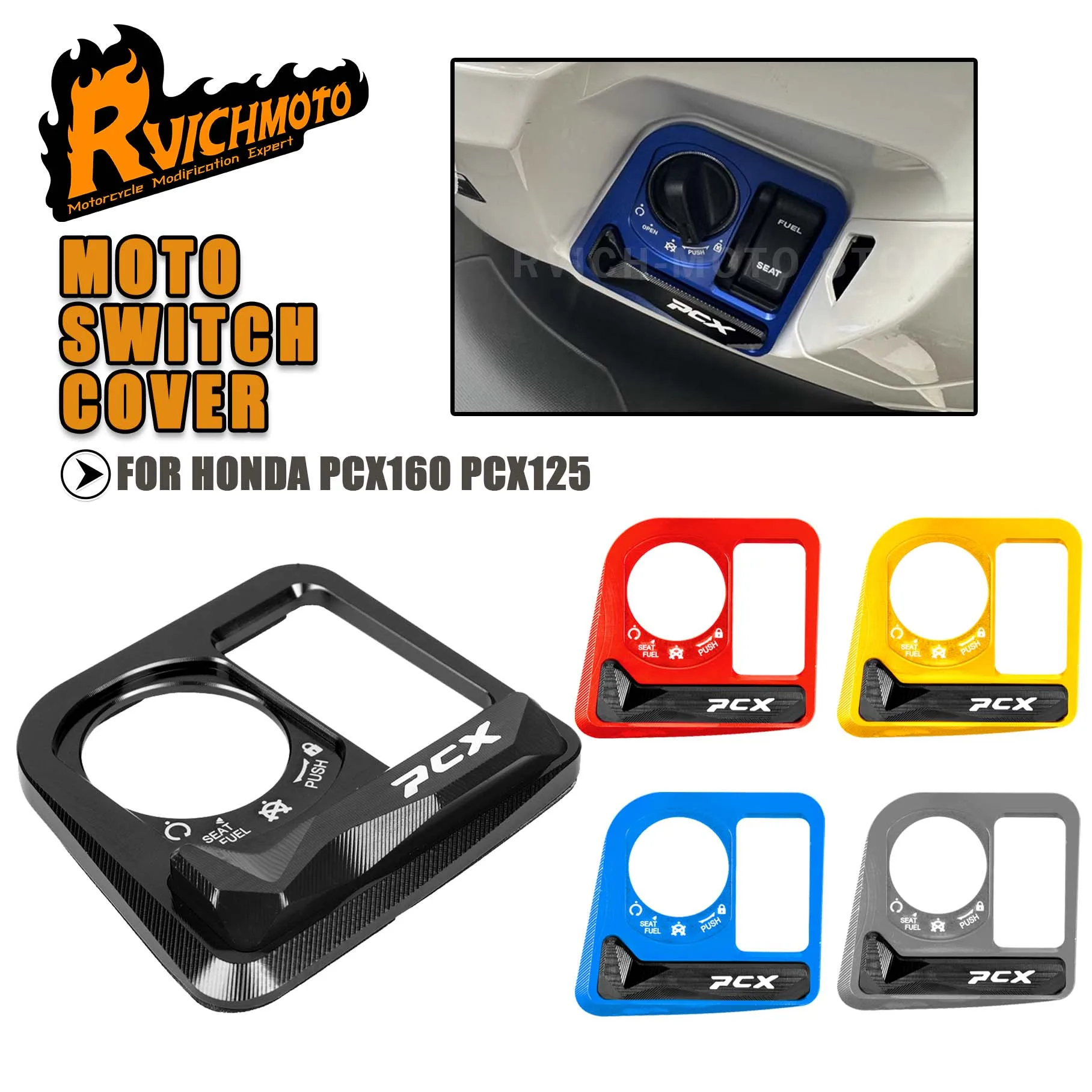 

125 PCX 160 160PCX Motorcycle Key Switch Protective Cover Guard Frame For Honda PCX125 PCX160 2021-2024 Outer Patch Protection