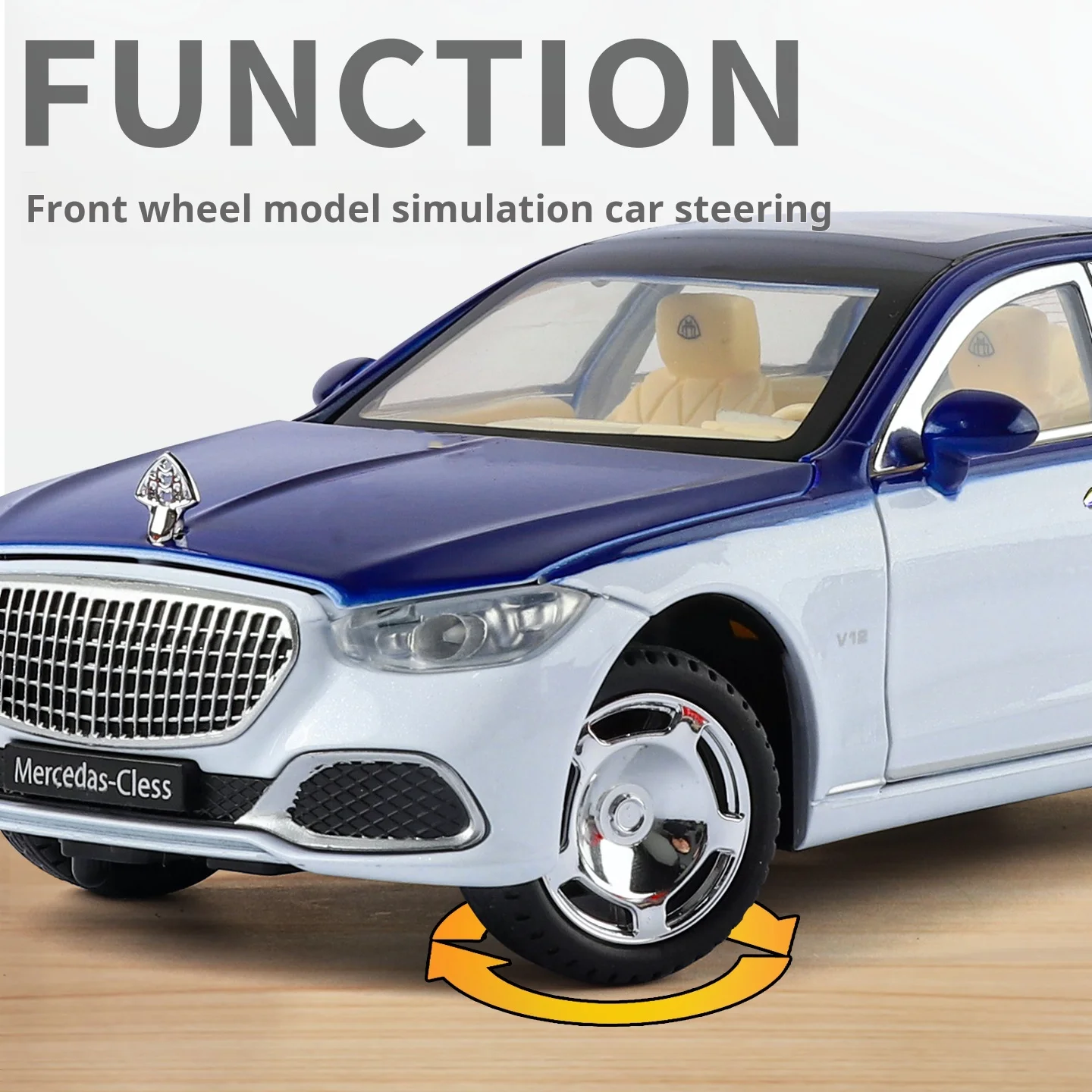 1:24 Mercedes-Maybach S680 Luxury Sedan Simulation Alloy Toy Car Metal Electric doors Opened Sound Light Models collection Gift - view 5
