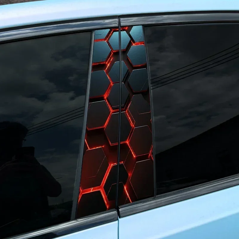 1PC Honeycomb Car Stickers Auto B Pillar Waterproof Center Column Decoration Cover Scratches DIY Car Doors Pillar PET Decals