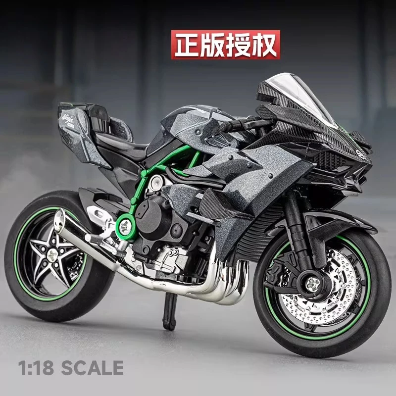 

1:18 H2R Model Toy Motorcycle Metal Diecast Miniature Motorbike Front Wheel Steering Shock Absorption Home Decoration