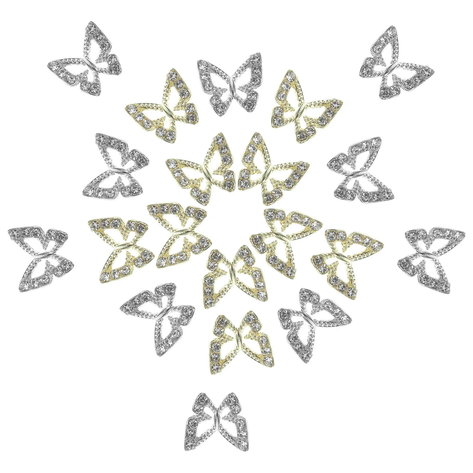 20Pcs Nail Art Charms Butterfly Rhinestone Gems Women Manicure Decorations Christmas Party Supplies Nail Charms