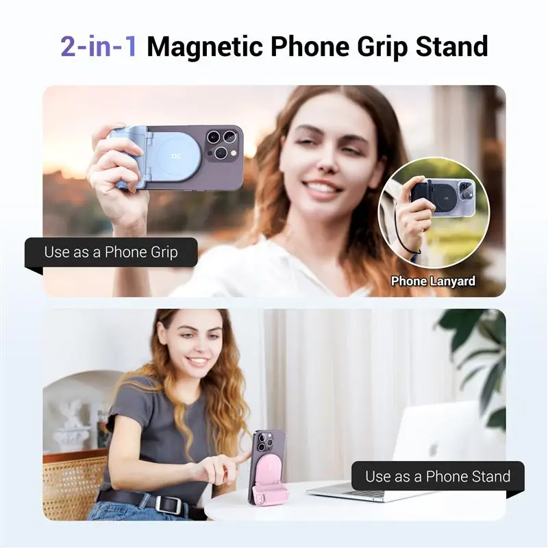 JJC Magnetic Phone Grip Phone Stand Grip tok Magsafe Camera Grip With Remote Control For iPhone 15 /15 Pro Max Shutter Grip