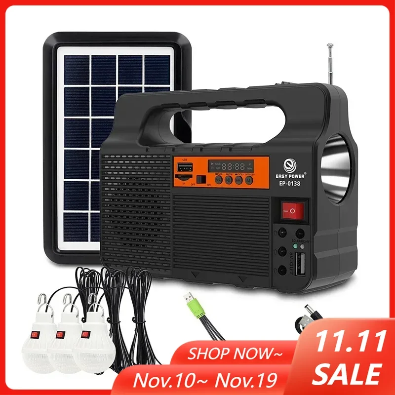 

Солнечный свет Генератор солнечной панели Комплект из 3-светодиодной лампы Энергосберегающий свет Солнечное освещение с системой питания FM-радио