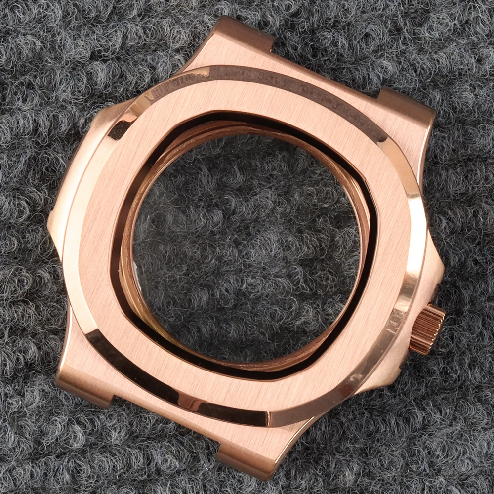 

40mm NH35 Case Square Rose gold Watch Case For Nautilus seiko NH35 NH36 NH38 Automatic Movement Stainless Steel Bracelet