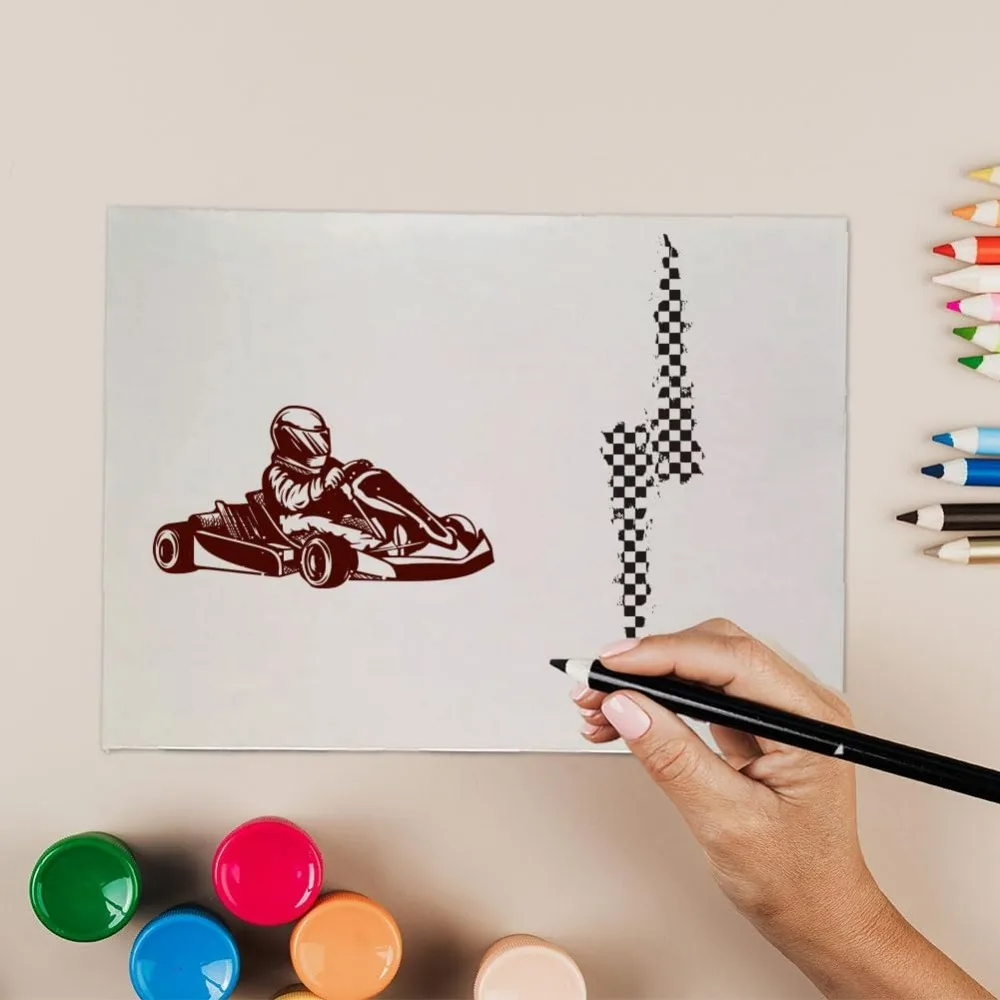 Racing Car Kart Clear Stamps Racing Car Trophy Rubber Clear Stamps Tire Trace Clear Stamps for DIY Scrapbooking Photo