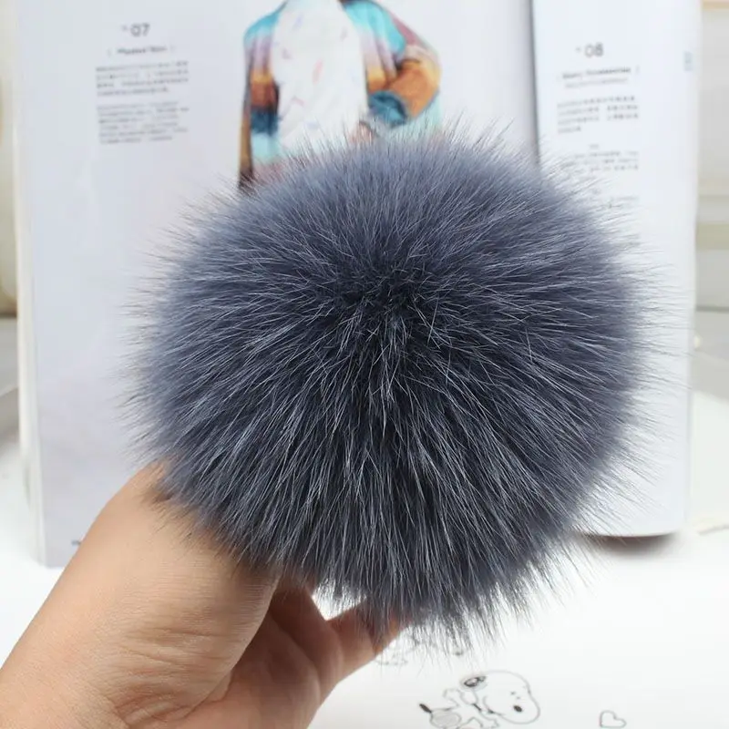 9cm Real Fox Pompoms Furballs Flutty Large Pompon Diy Handmade Keychain Children Hat Scarf Shoe Garment Jewelry Crafts Supplies