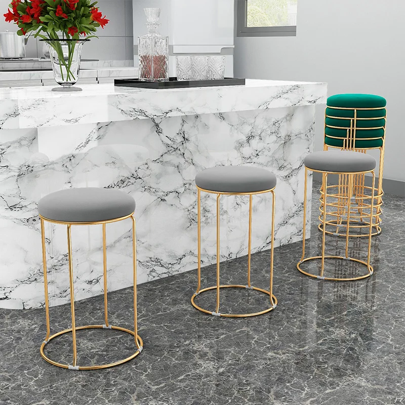 Bar Velvet Dining Chair Stool Kitchen Salon Gold Nordic Hotel Round Chair Kitchen Outdoor Metal Sillas De Comedor Home Furniture