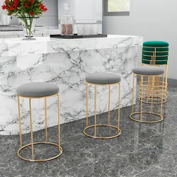 Bar Velvet Dining Chair Stool Kitchen Salon Gold Nordic Hotel Round Chair Kitchen Outdoor Metal Sillas De Comedor Home Furniture