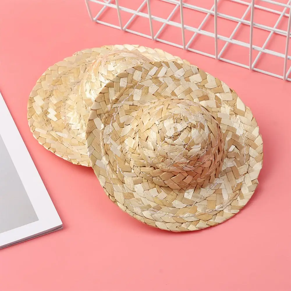 Fashion Multiple Sizes Doll Cute Yellow Woven Straw Hat DIY Decoration Doll Caps Crafts DIY Toys Doll Accessories